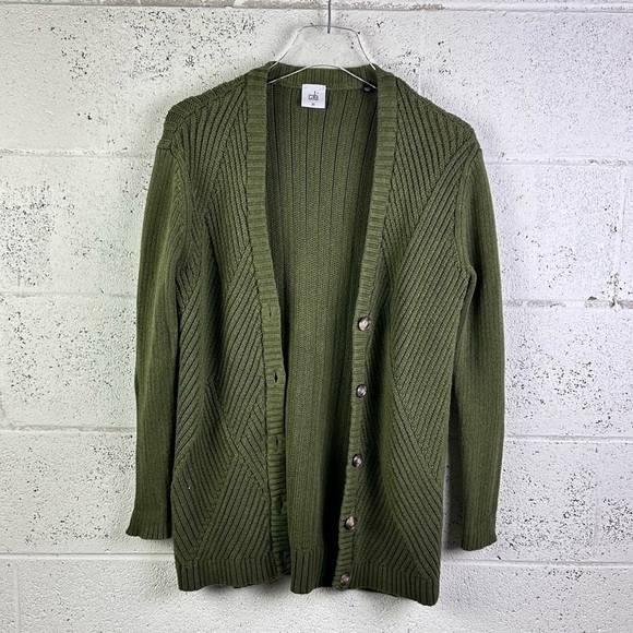 Cabi Aerial Cardigan #3536 XS Olive Green Ribbed Long Button Front - Picture 3 of 7